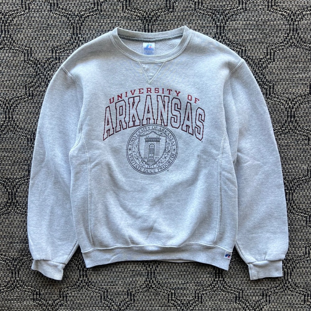 Russell Athletic Sweatshirt Mens Medium Gray Arkansas Pullover Razorbacks‎ Crew
